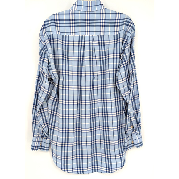 Authentic Burberry London Mens Blue Nova Check Plaid Cotton Button Down Shirt MD - Picture 4 of 10